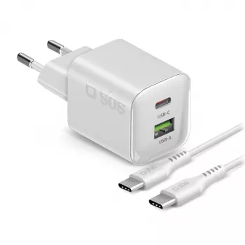 STEP BY STEP SBS 30W 1C + 1A bel polnilnik USB-C s kablom 1,5 m