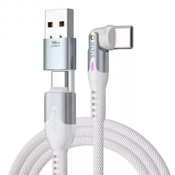 STATIK PowerPivot Pro vrtljivi kabel USB-C 2-v-1 beli 2m