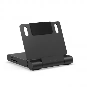 Satechi On-the-Go zložljivo stojalo s hubom - USB-C 100W PD, USB-C 10 Gbps, USB-A 10 Gbps, bralnik kartic micro/SD 312 MB/s, 3,5mm priključek, 4K HDMI (Space Gray)