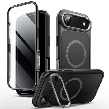 SUPCASE i-Blason Ares Flip ovitek MagSafe z vgrajenim zaščitnim steklom za Apple iPhone Air, črn
