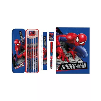 KIDS 11-v-1 Spider-Man šolski pisarniški set s peresnico, barvicami, A5 zvezkom in več