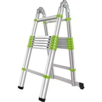 FIELDMANN teleskopske lestve FZZ 4006 - 3,8 m, 13 prečk, nosilnost 150 kg, aluminijeva zlitina