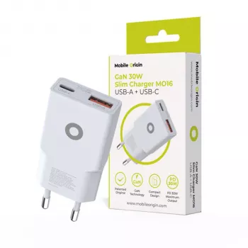 Mobile Origin 30W Slim polnilnik TÜV MO16 USB-A + USB-C