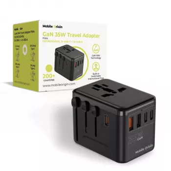 Mobile Origin 35W potovalni adapter GaN PW4 EU/UK/US/AUS 3C+2A