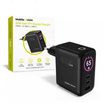 Mobile Origin 65W GaN polnilnik PW20 2x USB-C + USB-A