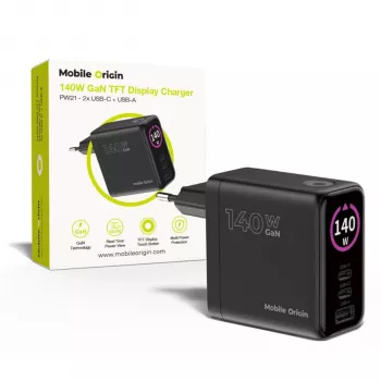 Mobile Origin 140W GaN polnilnik PW21 2x USB-C + 2x USB-A