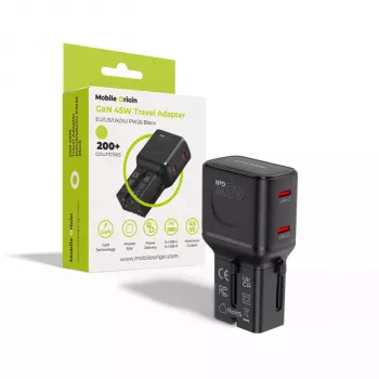 Mobile Origin 45W potovalni adapter EU/US/UK/AU PW26, črn