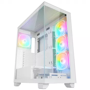 Rampage Hydra V1 ohišje za PC Mid Tower, belo, 4x 120mm ventilatorji ARGB, USB-C/USB-A, ARGB-hub, kaljeno steklo