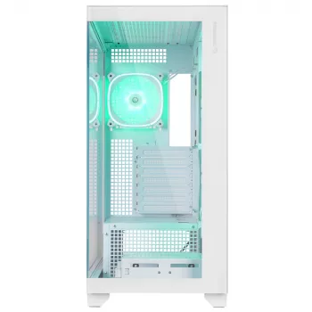 Rampage Hydra V1 ohišje za PC Mid Tower, belo, 4x 120mm ventilatorji ARGB, USB-C/USB-A, ARGB-hub, kaljeno steklo