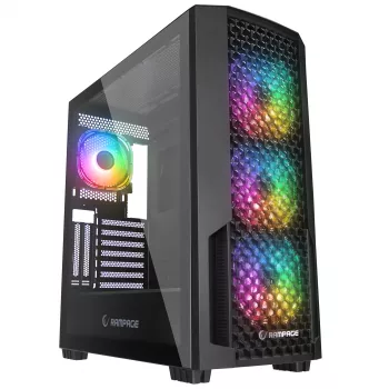 Rampage Shelob ohišje za PC Mid Tower, 4x ventilatorji ARGB, kaljeno steklo, črno