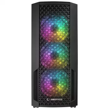 Rampage Shelob ohišje za PC Mid Tower, 4x ventilatorji ARGB, kaljeno steklo, črno
