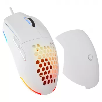 Rampage BLINK žična igralna miška, 12800 DPI, RGB, optični senzor, bela