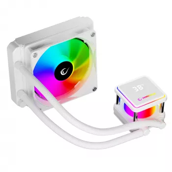 Rampage INFINITE V120 vse-v-enem tekočinski hladilnik za CPU 120mm ARGB, prikaz temperature, bel