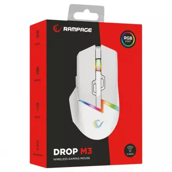 Rampage Drop M3 V2 brezžična igralna miška 24000 DPI 1000 Hz, bela