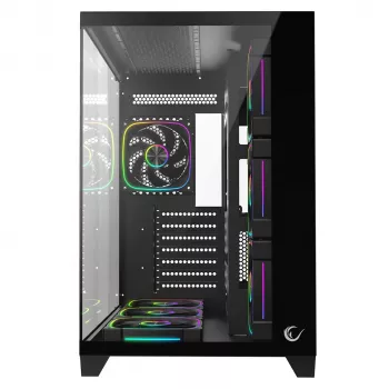 RAMPAGE SEALITE-BLACK ohišje za PC Mid Tower s kaljenim steklom, 7x ventilatorji ARGB PWM, črno