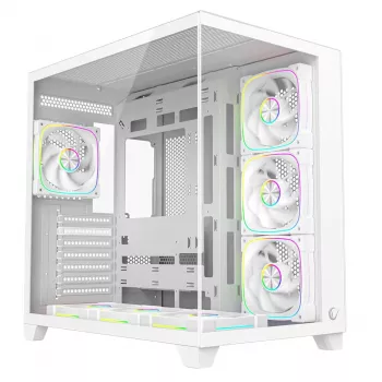 RAMPAGE SEALITE-WHITE ohišje za PC Mid Tower s kaljenim steklom, 7x ventilatorji ARGB PWM, belo