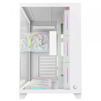 RAMPAGE SEALITE-WHITE ohišje za PC Mid Tower s kaljenim steklom, 7x ventilatorji ARGB PWM, belo