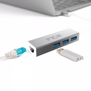 INCA IUSB-03TX USB 3.0 na Gigabit Ethernet adapter z adapterjem USB-C, 1000Mbit/s, črn