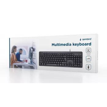 Gembird KB-UM-106 kompaktna multimedijska tipkovnica, žična USB, črna