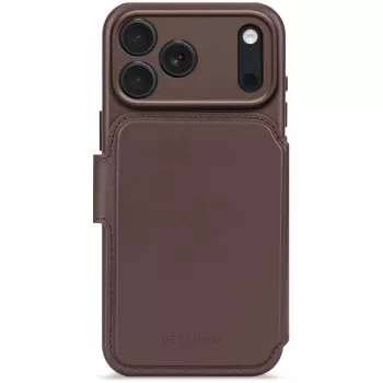 Decoded usnjen snemljiv ovitek z denarnico za iPhone 17 Pro z MagSafe - čokoladno rjav