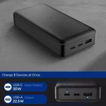 Spigen EA3020 prenosna baterija 20000 mAh 30W črna