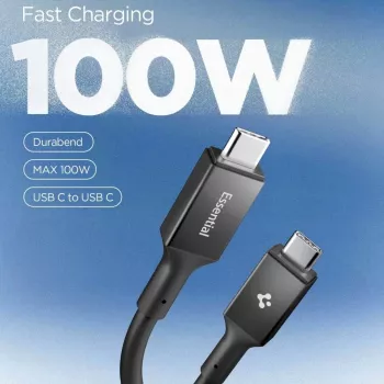 SPIGEN EB10020CC Essential kabel USB-C na USB-C 100W 200cm črn