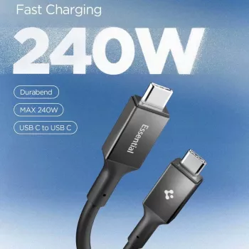 SPIGEN EB24012CC Essential kabel USB-C na USB-C 240W 120cm črn