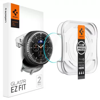 Spigen GLAS.tR EZ Fit zaščitno steklo za zaslon za Samsung Galaxy Watch 8 Classic (46 mm), 2 kosa, prozorno (AGL09877)