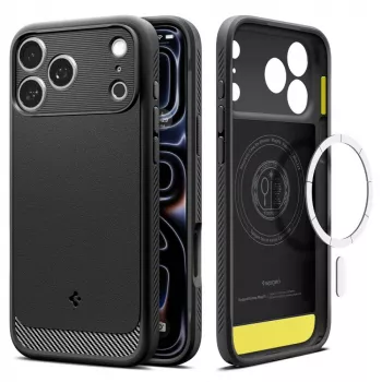 Spigen Rugged Armor Mag MagSafe ovitek za iPhone 17 Pro, črn