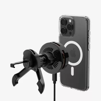 SPIGEN EV25MFAQ Essential Peltier Magnetic MagSafe nosilec za avtomobilsko prezračevalno režo z brezžičnim polnjenjem 25W Qi2.2 črn