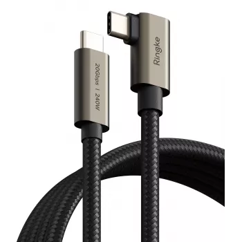 RINGKE kabel USB 3.2 Gen 2x2 Type-C 90 stopinj PD 240W 200cm črn