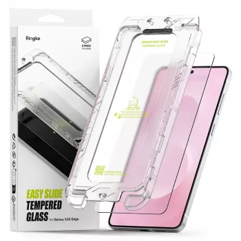 Ringke Easy Slide 2-kalno kaljeno steklo za zaščito zaslona za Samsung Galaxy S25 Edge prozorno