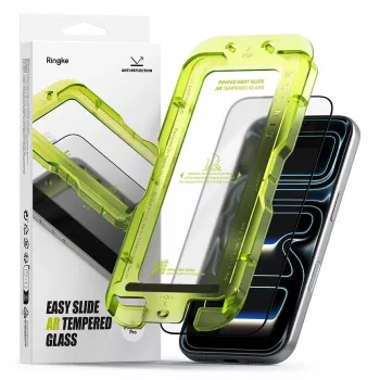 Ringke Easy Slide protiodsevno kaljeno steklo za zaščito zaslona za Apple iPhone 17 Pro, črno