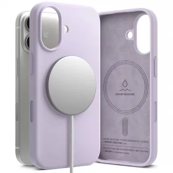 Ringke magnetni MagSafe silikonski ovitek za iPhone 17, svetlo vijolična