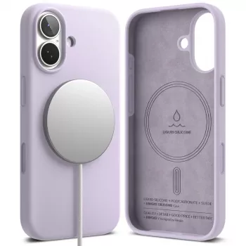 Ringke magnetni MagSafe silikonski ovitek za iPhone 17, svetlo vijolična