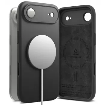 Ringke silikonski magnetni MagSafe ovitek za Apple iPhone 17 Air – črn