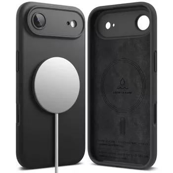 Ringke silikonski magnetni MagSafe ovitek za Apple iPhone 17 Air – črn