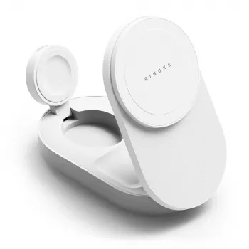 RINGKE 3-v-1 magnetni MagSafe brezžični zložljivi polnilnik 25W Qi2 bel