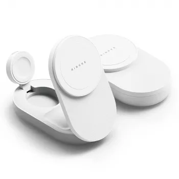 RINGKE 3-v-1 magnetni MagSafe brezžični zložljivi polnilnik 25W Qi2 bel