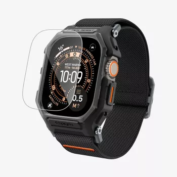 Spigen Rugged Armor & kaljeno steklo Apple Watch Ultra 1 / 2 / 3 (49 mm) mat črna