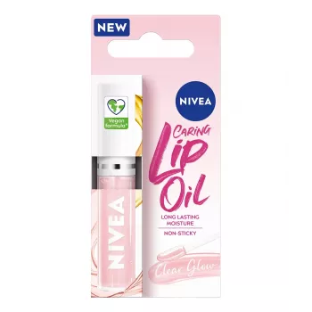 NIVEA Caring Lip Oil Clear Glow vlažilno olje za ustnice 5,5 ml