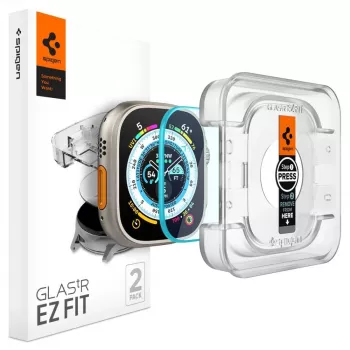 Spigen Glas.tR EZ Fit kaljeno steklo zaščitno steklo za zaslon za Apple Watch Ultra (49mm) – 2 paketa – prozorno