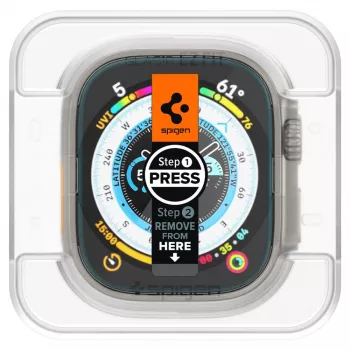 Spigen Glas.tR EZ Fit kaljeno steklo zaščitno steklo za zaslon za Apple Watch Ultra (49mm) – 2 paketa – prozorno