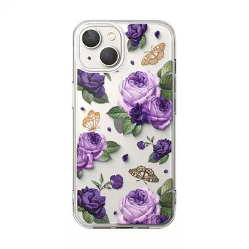 Ringke Fusion Design hibridni zaščitni ovitek za Apple iPhone 14 Plus, prozoren z okvirjem Purple Rose, certificiran MIL-STD 810G-516.6