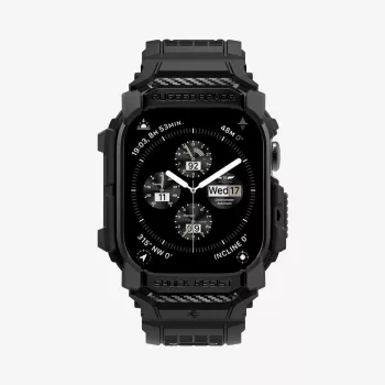 SPIGEN Rugged Armor Pro Apple Watch 10/11 (42 mm) mat črn ovitek z integriranim pasom