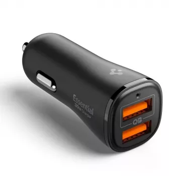 SPIGEN Essential EV302 2-portni avtomobilski polnilnik 30W, črn