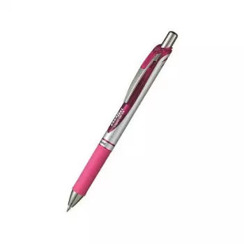 Pentel EnerGel Xm kemični svinčnik na gel z uvlačljivo konico - roza črnilo - roza ohišje - srebrni okras - 0,35 mm iglična konica