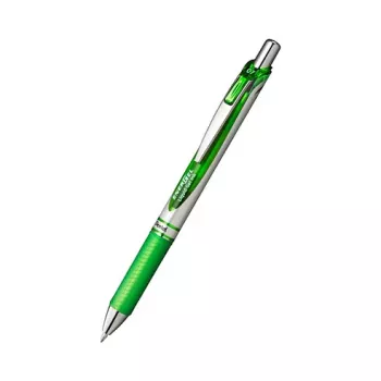 Pentel EnerGel Xm kemični svinčnik na gel z uvlačljivo konico - zelen - 0,35 mm - srebrni poudarki