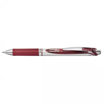 Pentel Energel BL77 uvlačljivi gel svinčnik - bordo črnilo - 0,7 mm - srebrna sponka - okroglo ohišje
