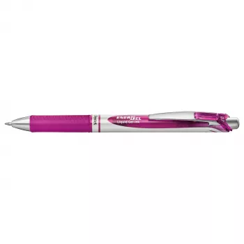 Pentel Energel BL77 uvlačljivi gel svinčnik - magenta črnilo - 0,7 mm - srednja konica - srebrni poudarki